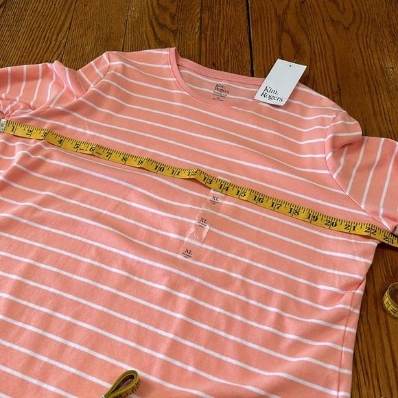 Kim Rogers pink stripe top. Sleeves are 3/4 length, 100% cotton, Size XL, NWT. - Picture 7 of 10